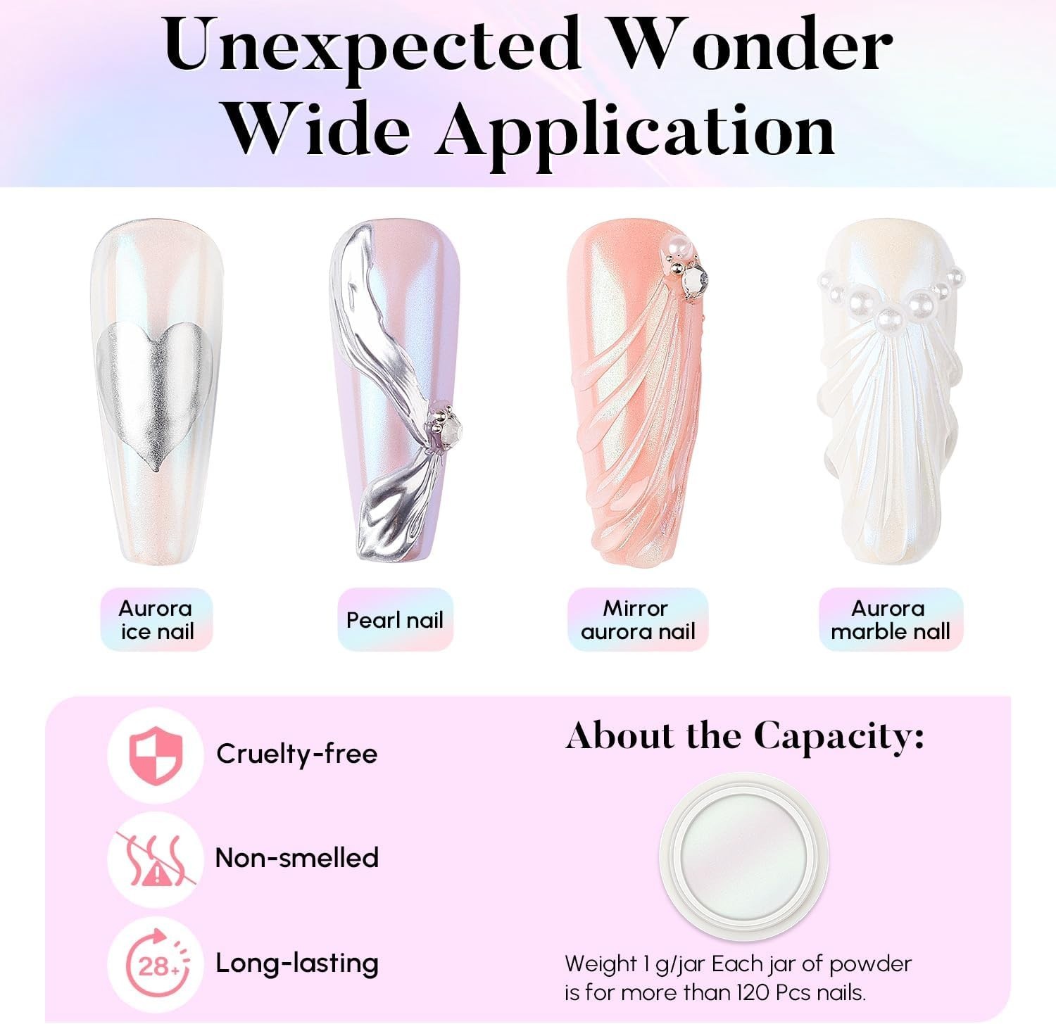 8-Color Pearl Chrome Nail Powder Set – Holographic Pigment Collection