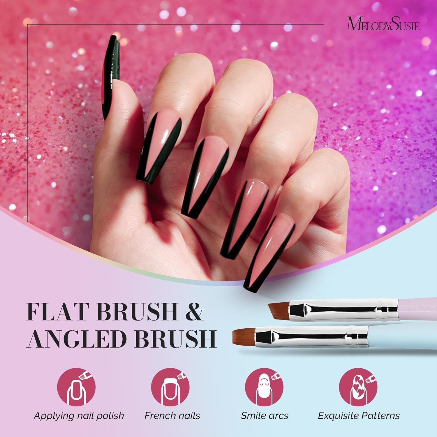 Ergonomic 6PCS Nail Art Brush Set with Gel and Polish Brushes – Salon Quality