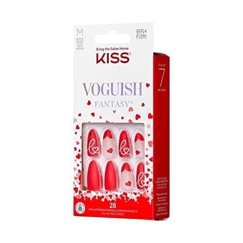 KISS Voguish Fantasy Valentine’s Day Fake Nails, ‘Be MINE’, 28 Count FV39X