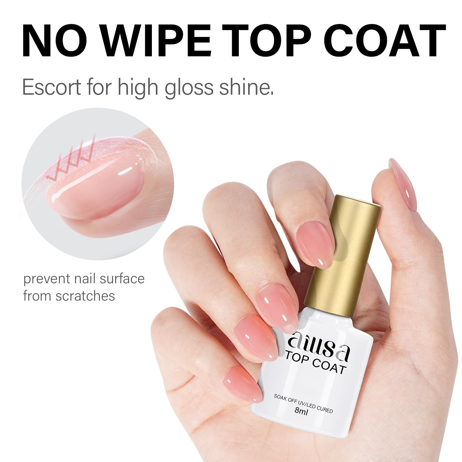 Gel Nail Kit Short Almond Nail Tips 240pcs with 2 In 1 Nail Glue Base Coat an…