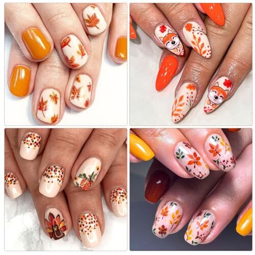 Fall Nail Art Stickers, Thanksgiving Day Turkey Nail Decals, 3D Self-Adhesive