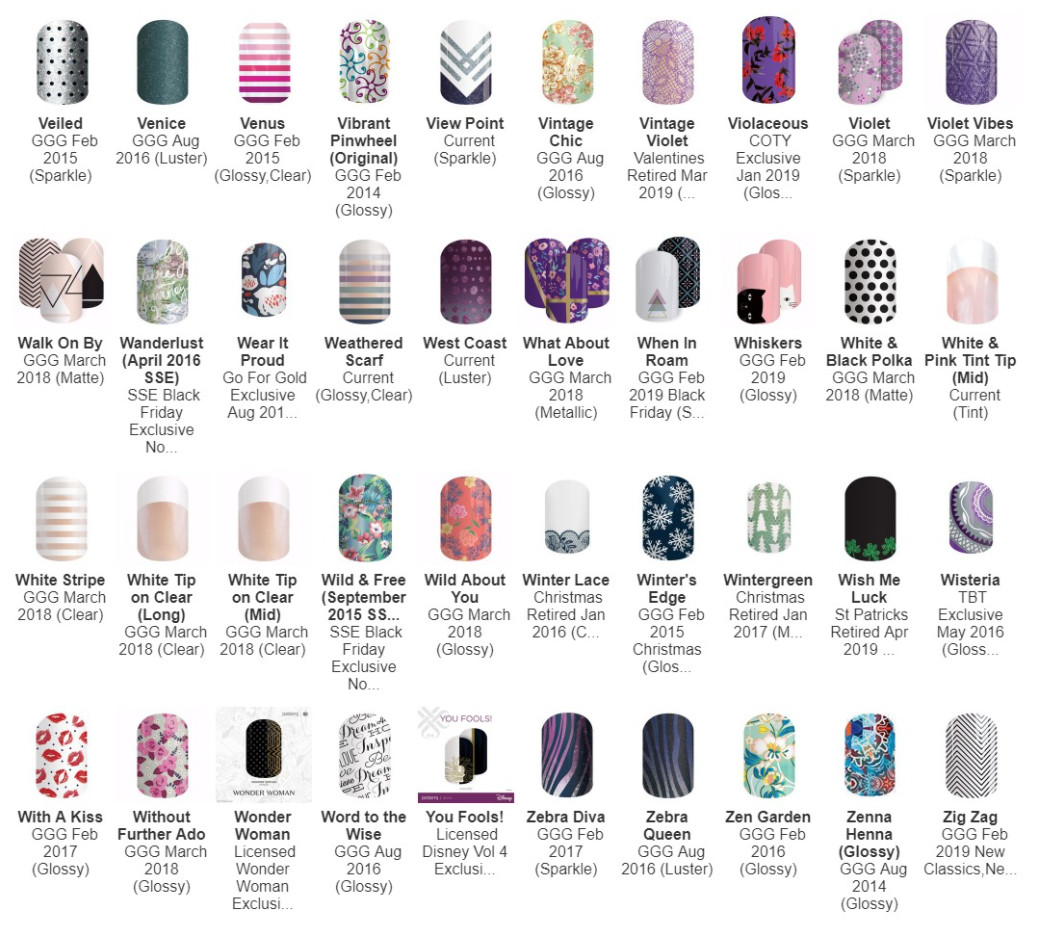 Jamberry Nail Wraps – “V-Z” Wraps – HALF SHEETS – Varies Styles Great Selection