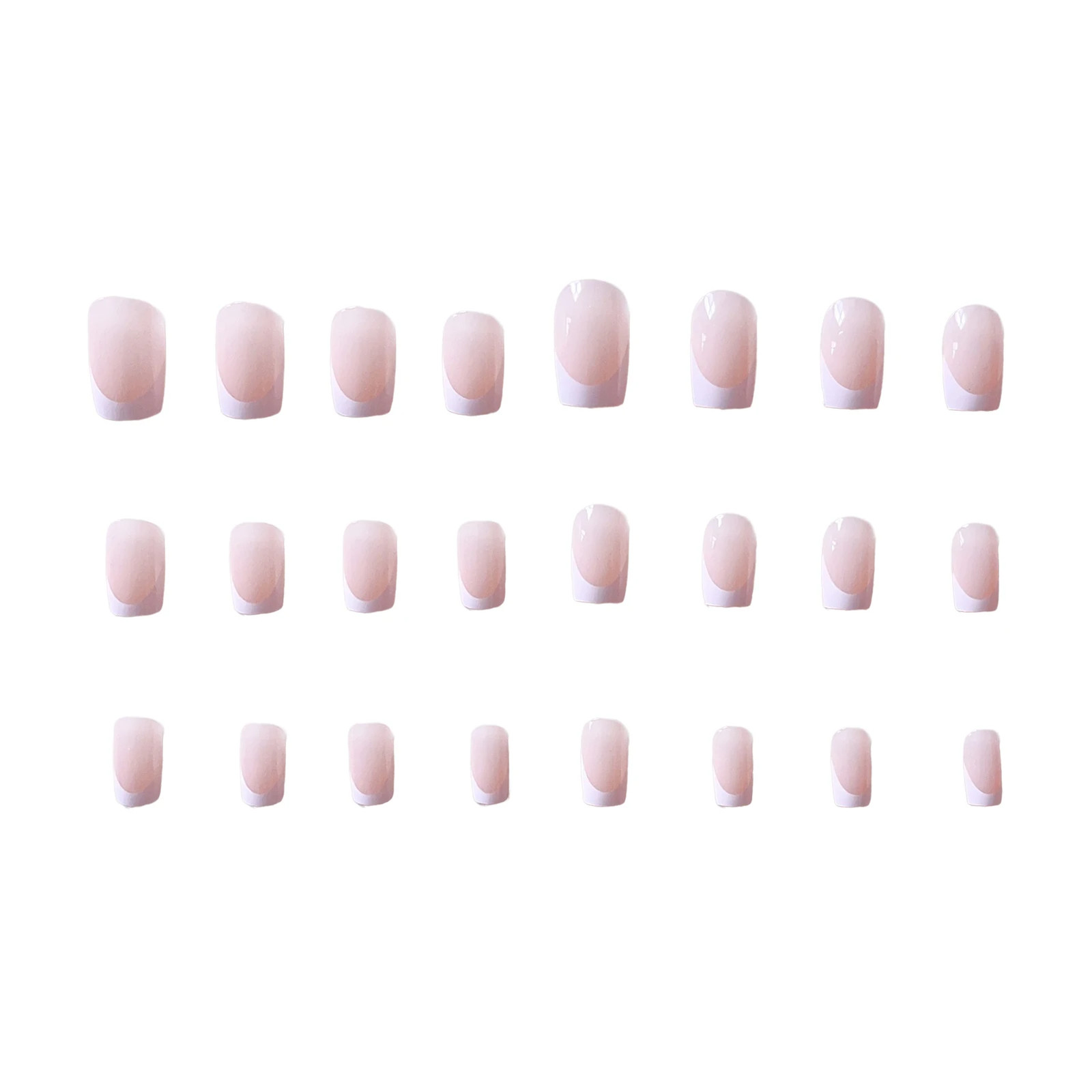 24pcs Natural Nude Pink White Coffin French Press On Nails