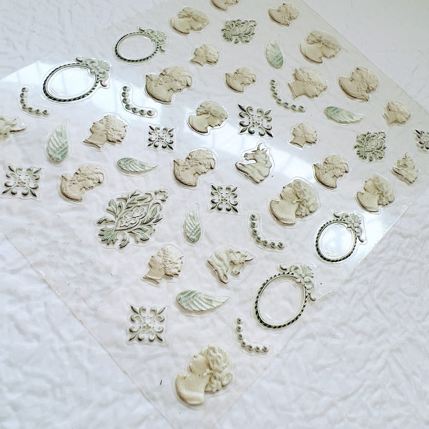 3D White Wedding Nail Art Stickers – 7 Sheets Decorative Frame Shapes for Nails