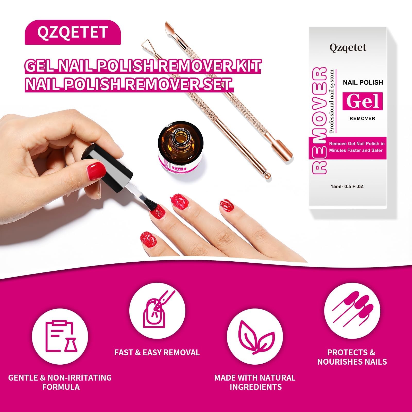Qzqetet Gel Nail Polish 0.5 Fl Oz (Pack of 1), Remover & Tools