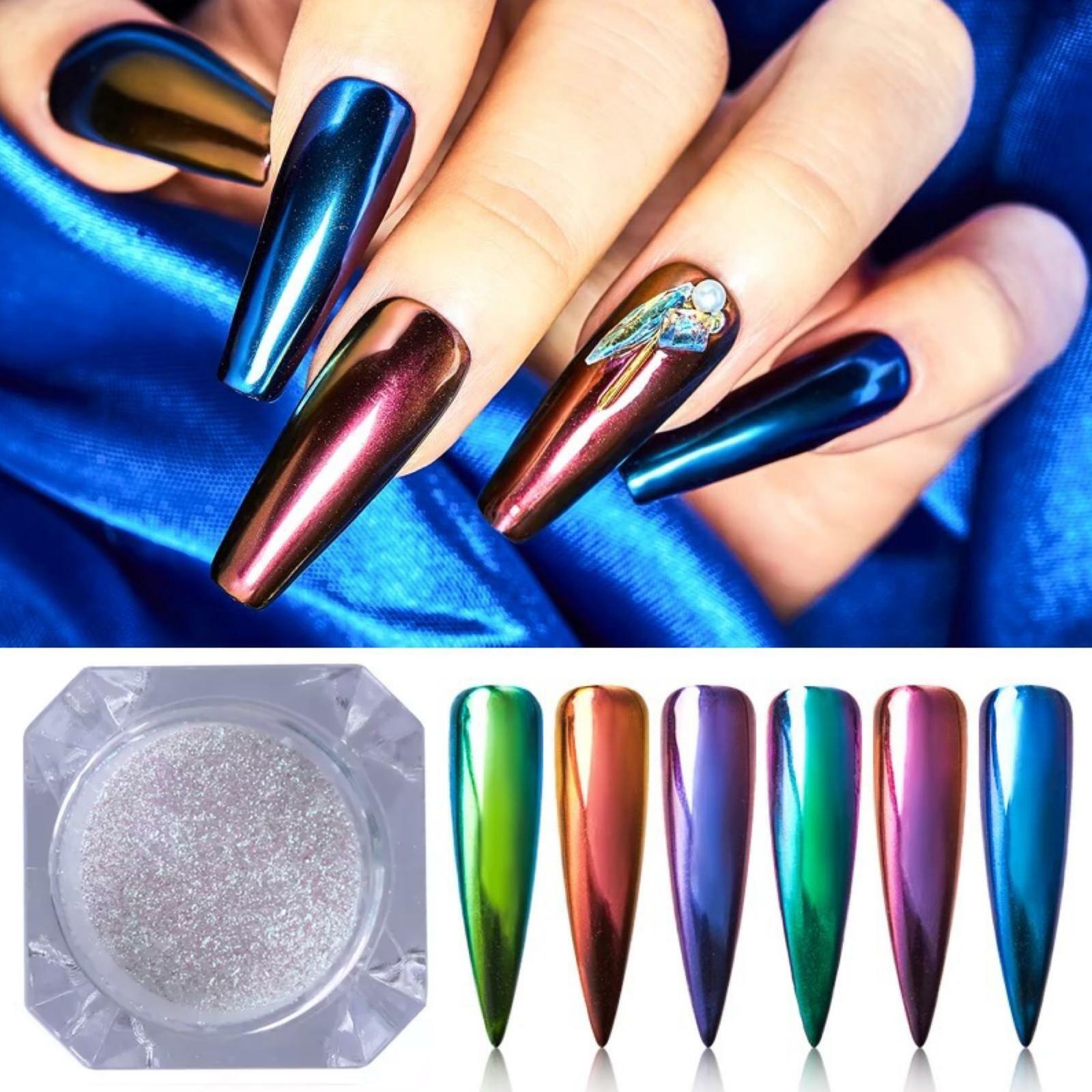 CHAMELEON MIRROR POWDER 12 COLOURS MERMAID CHROME RAINBOW AURORA EFFECT NAILS