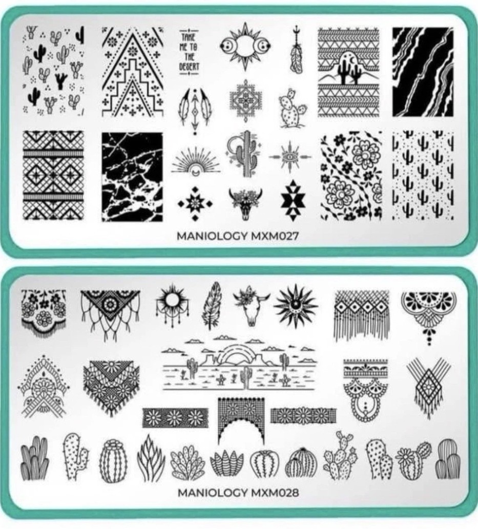 HTF Maniology MXM March 2020 Nail Stamping Plates – MXM027 & MXM028 complete set