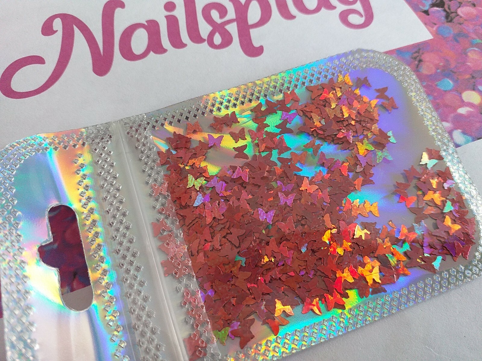 Metallic Bronze Holo Butterfly Nail Shapes