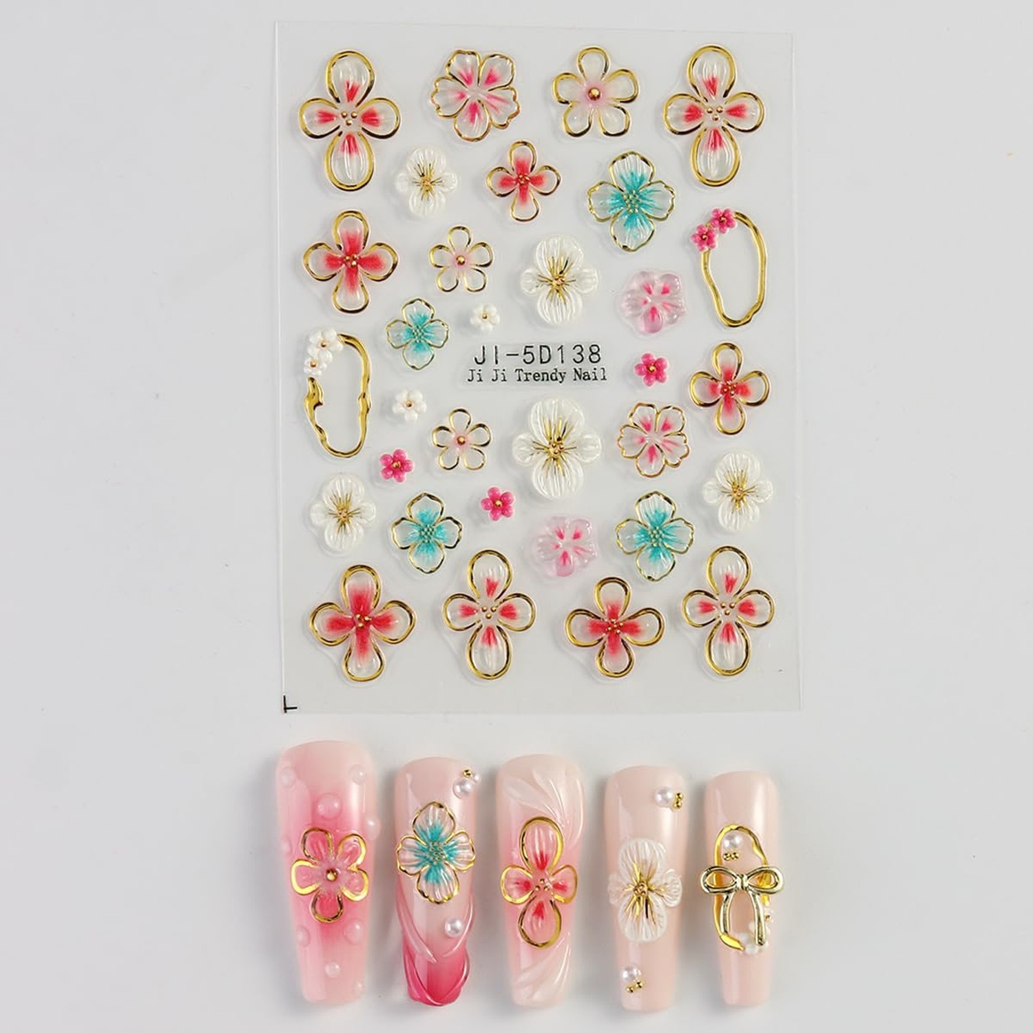 2 Sheets Spring Nail Stickers for Nail Art – Flower Nail Art Stickers Spring …
