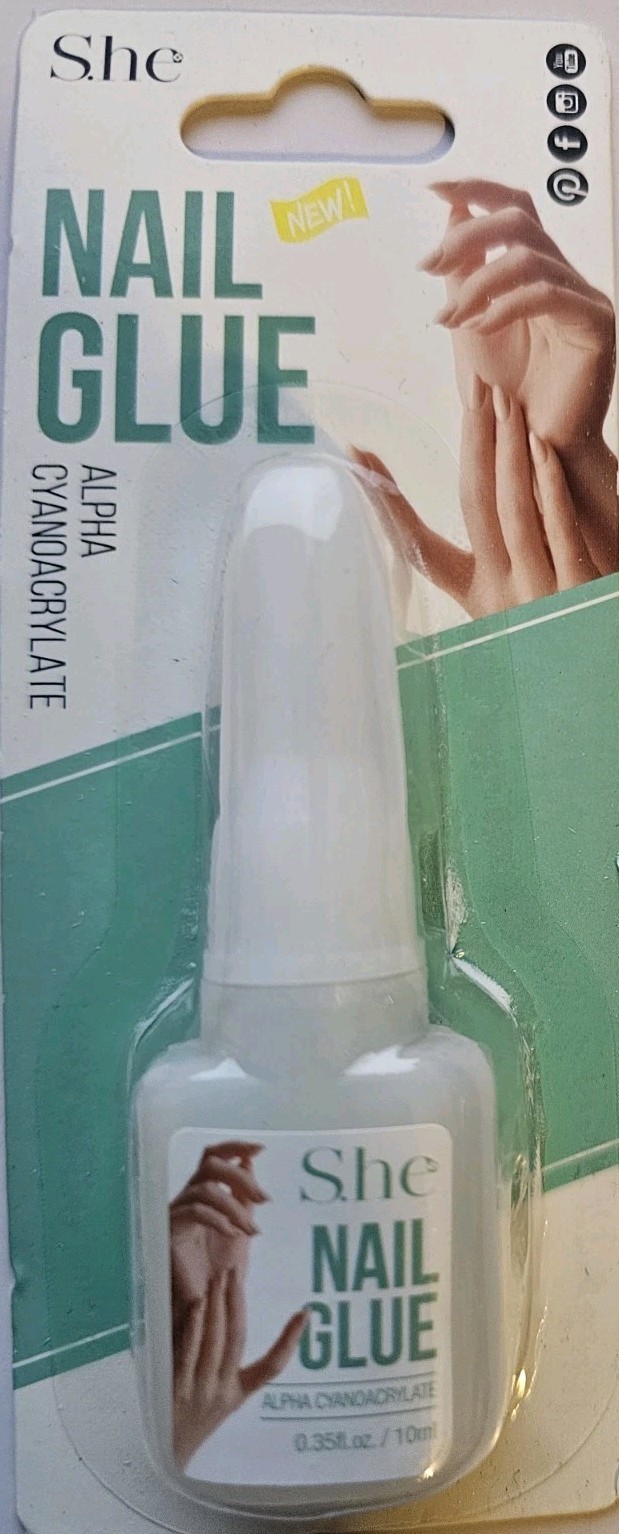 SHE MAKEUP NAIL GLUE – 0.35OZ ALPHA CYANOACRYLATE