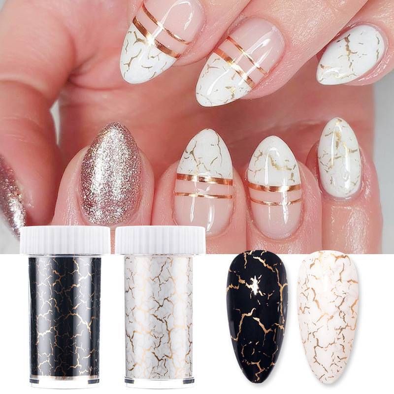 Nail Sticker STICKER FOILS GOLDENS DESERT MARBLING NAIL ART FOIL BLACK WHITE