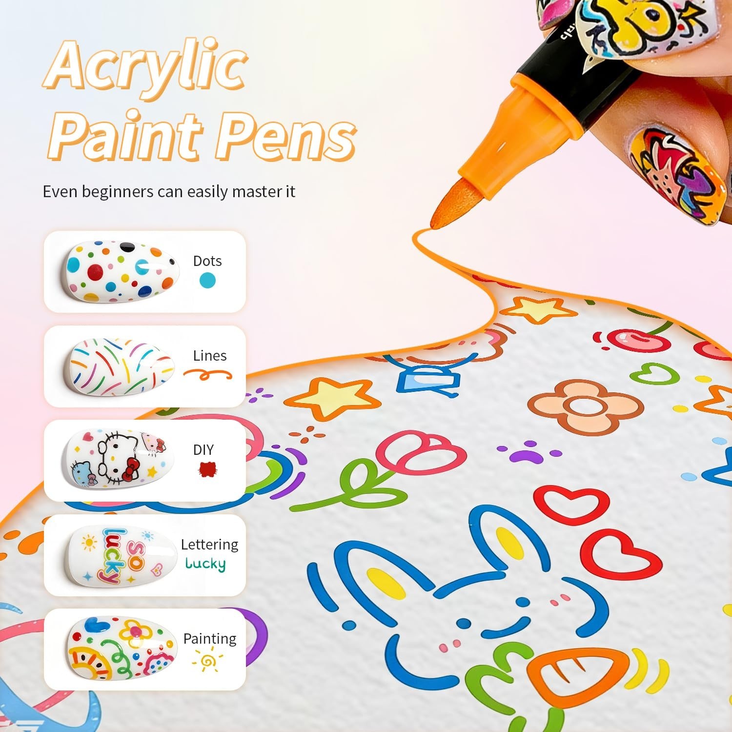 12 Colors Nail Art Pens Set – Double-Ended Acrylic Markers for Intricate Designs