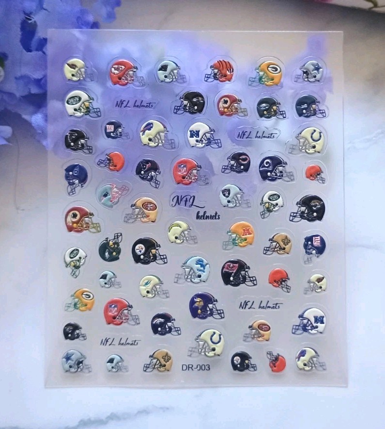 NFL Team Helmets 5D Nail Stickers Strip DECALS HIGH QUALITY!