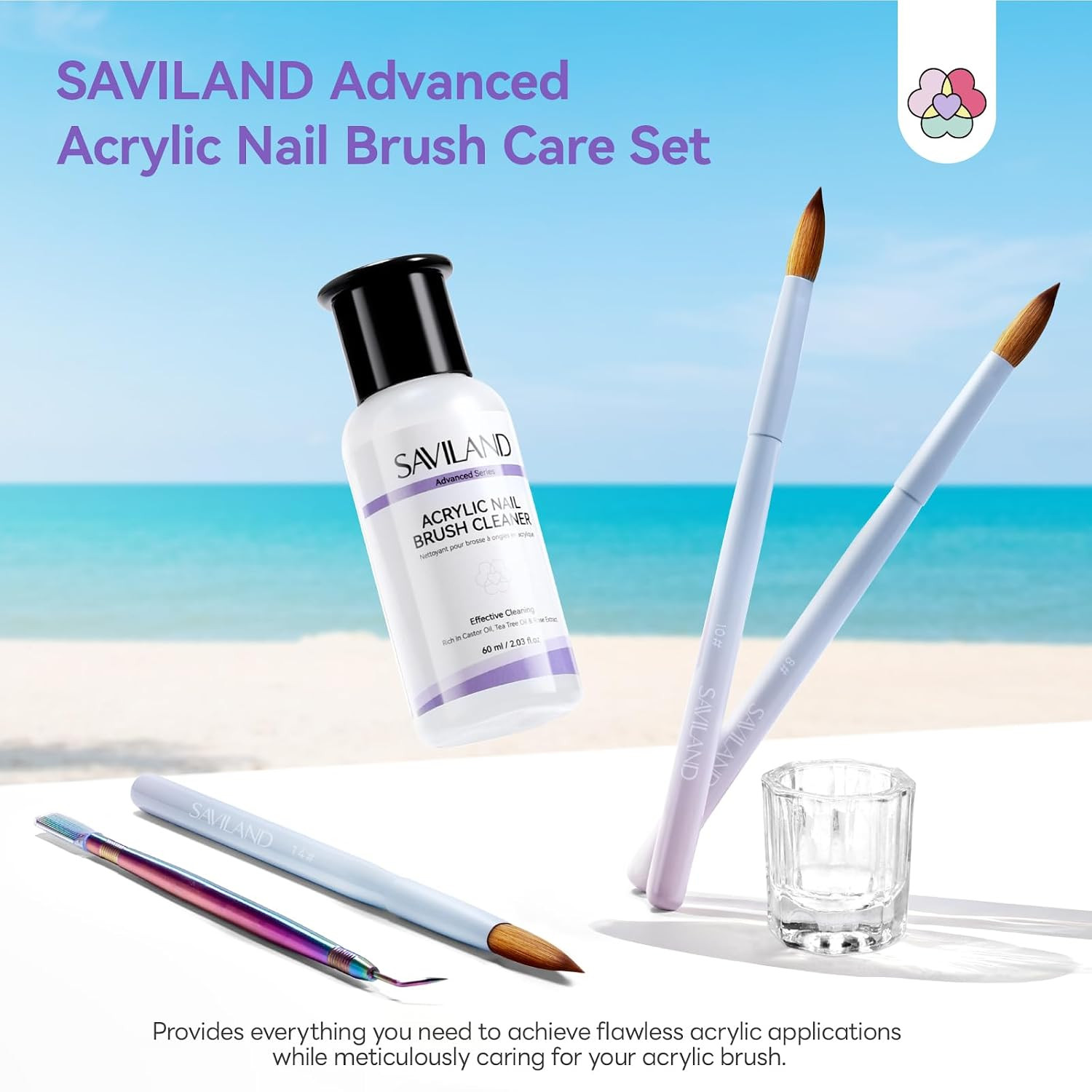 Acrylic Nail Brush Size 8/10/14 with Conditioner Cleaner Tools | Professional Ac