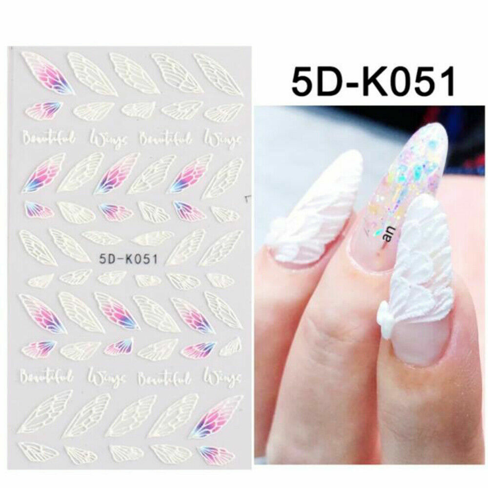 Angel Wings Wedding Princess 5D Nail Stickers Embossed Decal Nail Art Decoration