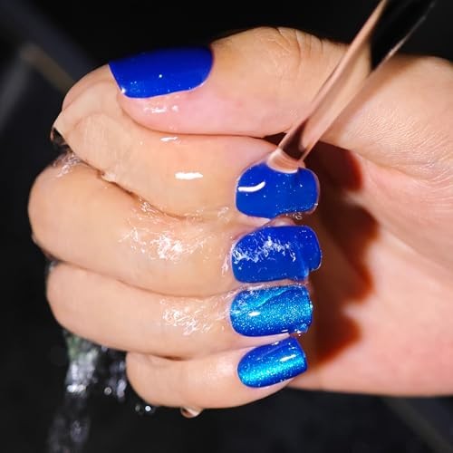 Royal Blue Cat Eye Press On Nails – 4th of July – Short 3-Royal Blue
