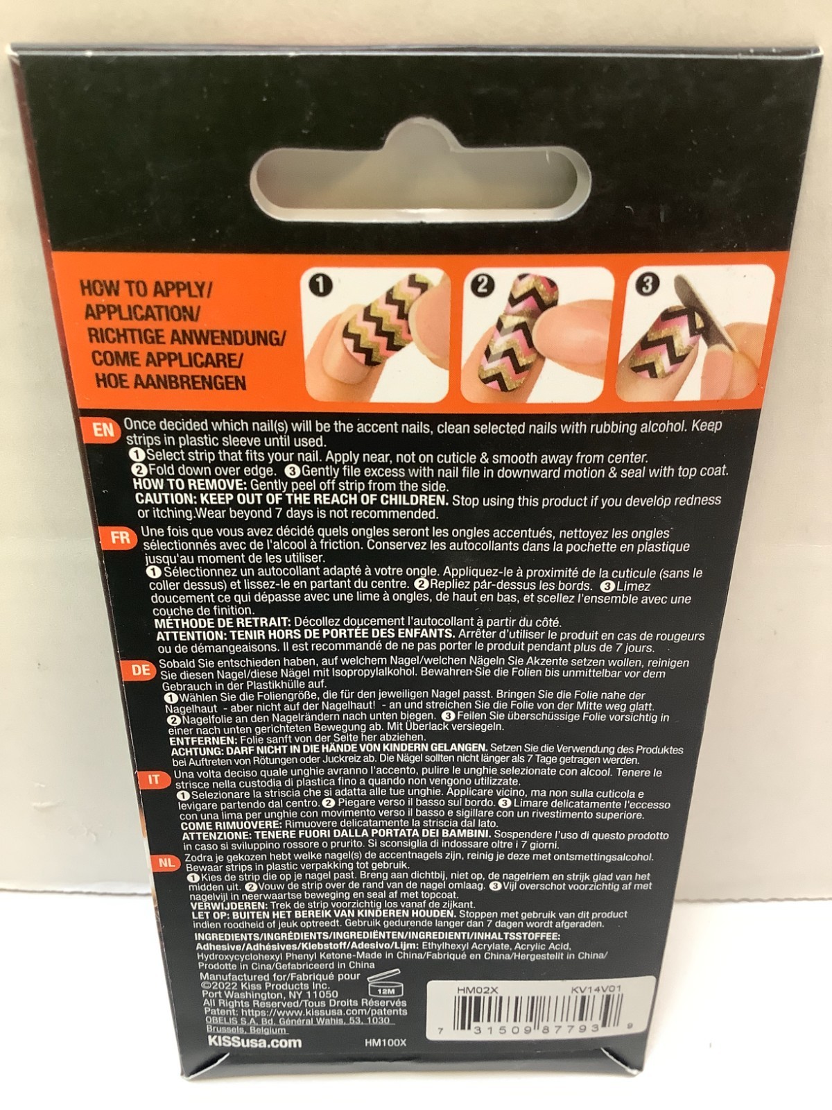 KISS Mani Pop Halloween Edition 16 Ct Glow In Dark Nail Accents Strips, 3pk