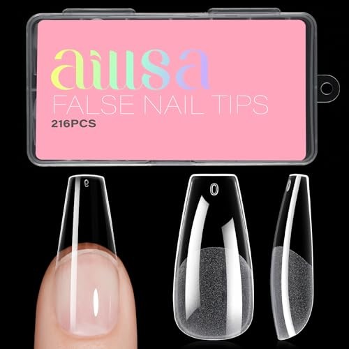 Nail Tips Half Matte Full Cover Nails Tip Clear Acrylic Pre-Shaped Long Coffin