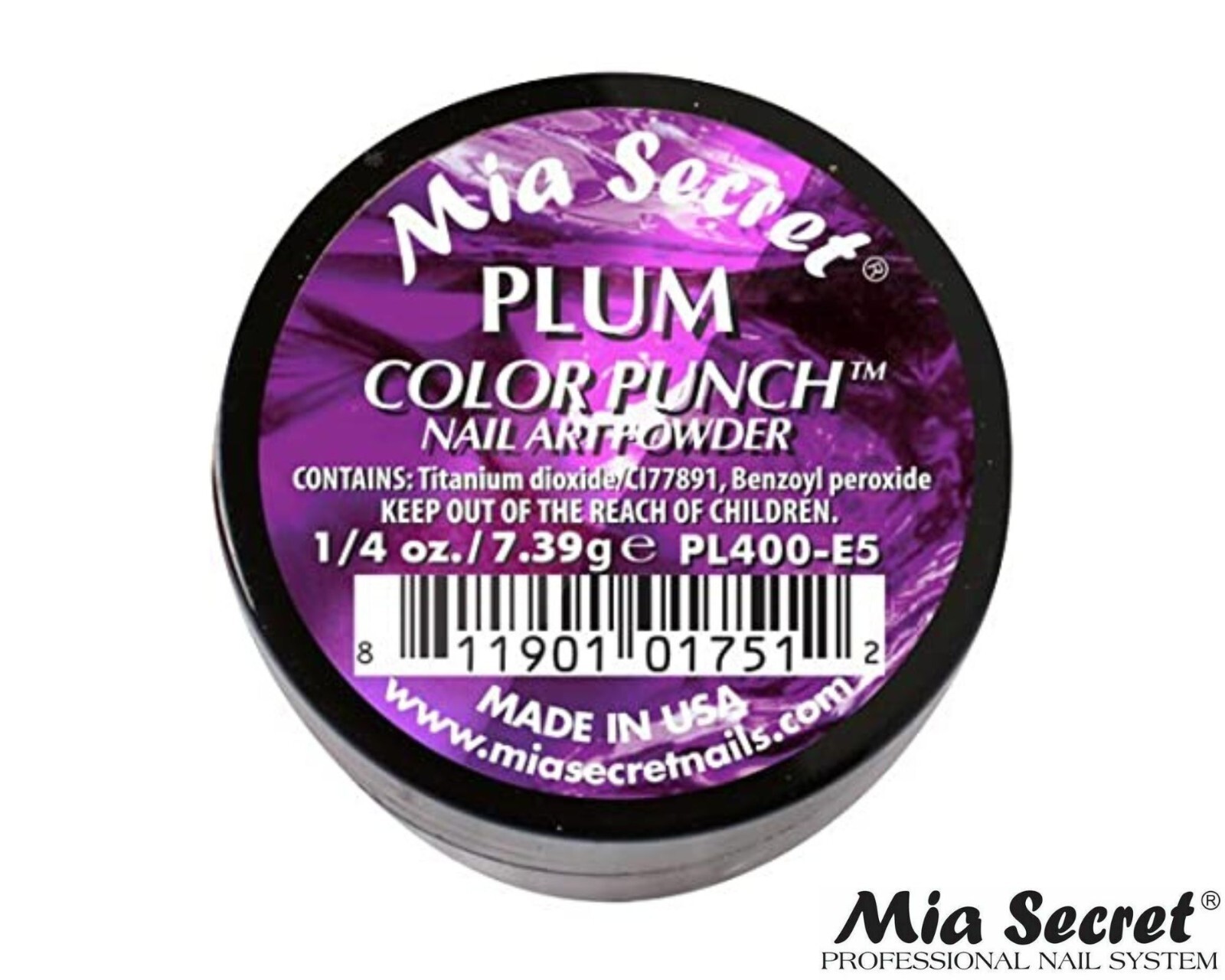 MIA SECRET Nail Art Powder 1/4oz- Plum (COLOR PUNCH Collection)