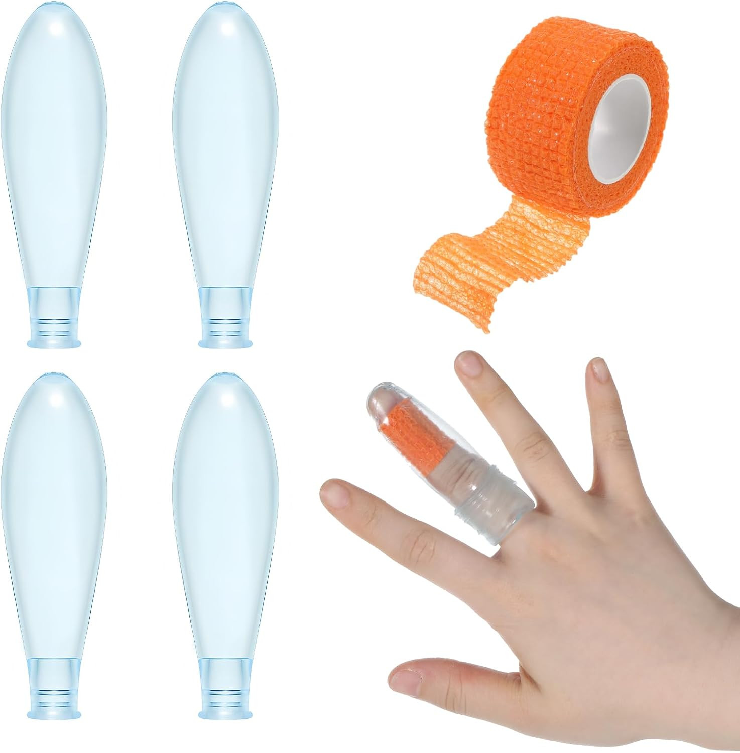 4PCS Waterproof Finger Protectors with Nursing Bandage, Reusable Nail Protect…