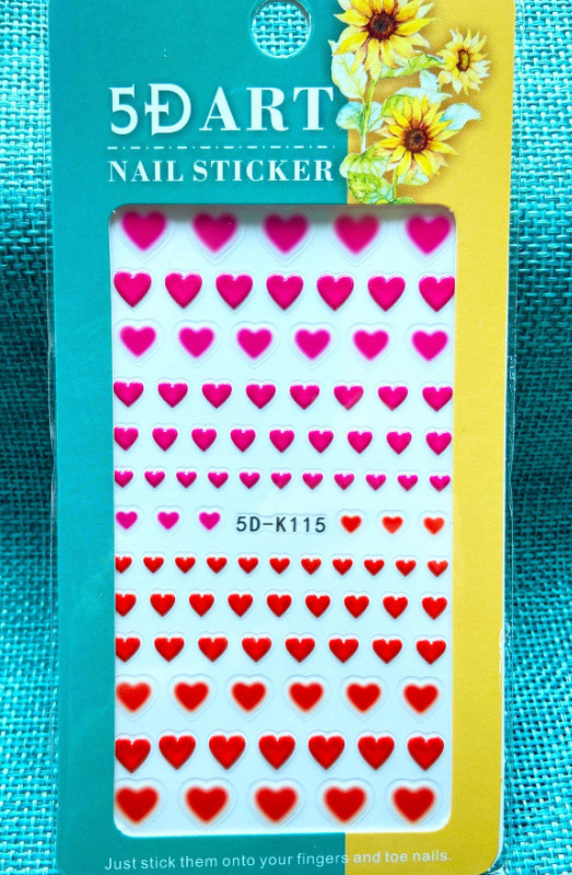 4 Sheets 5D Nail Sticker Engraved Heart Star Slider Embossed Manicure DIY NS17