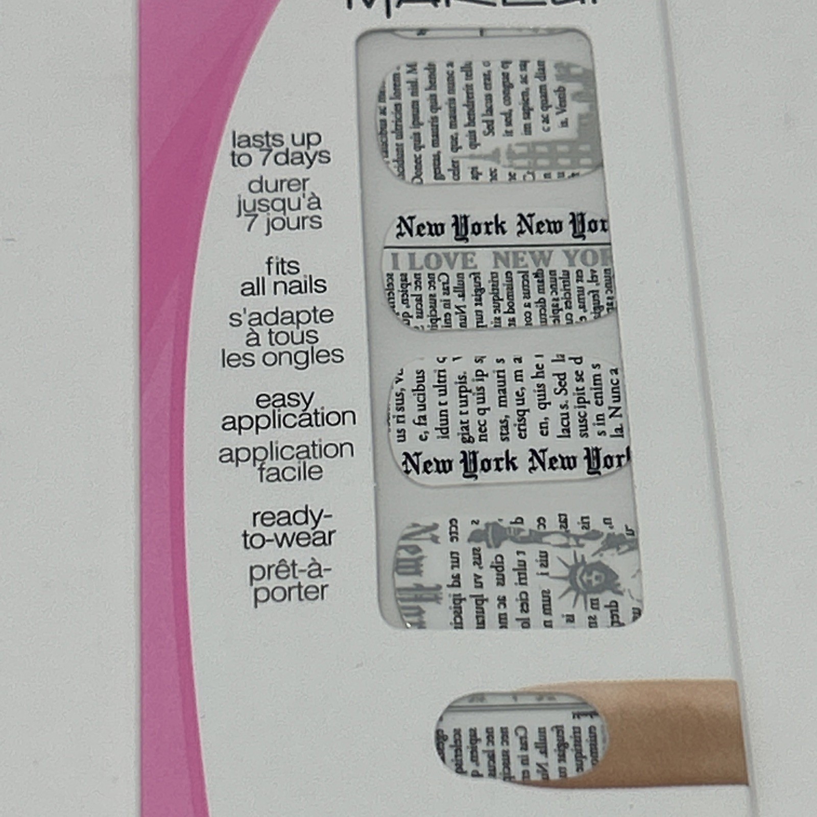 NEW Fing’rs Nail Makeup New York Newsprint Metallic Art Stickers #32801