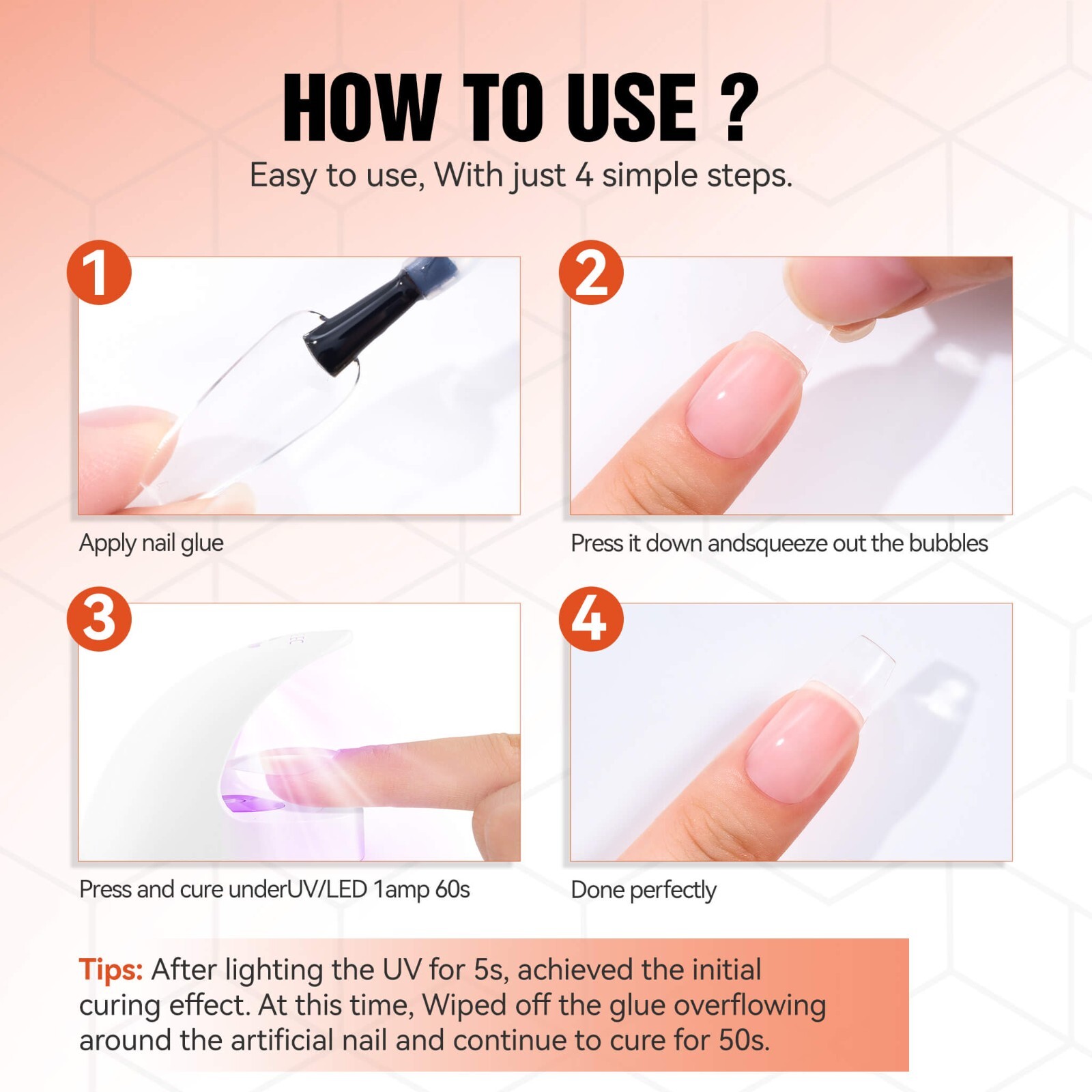 Vanfa 6 IN 1 Nail Glue Gel for Acrylic Nails Extension Nail Tips