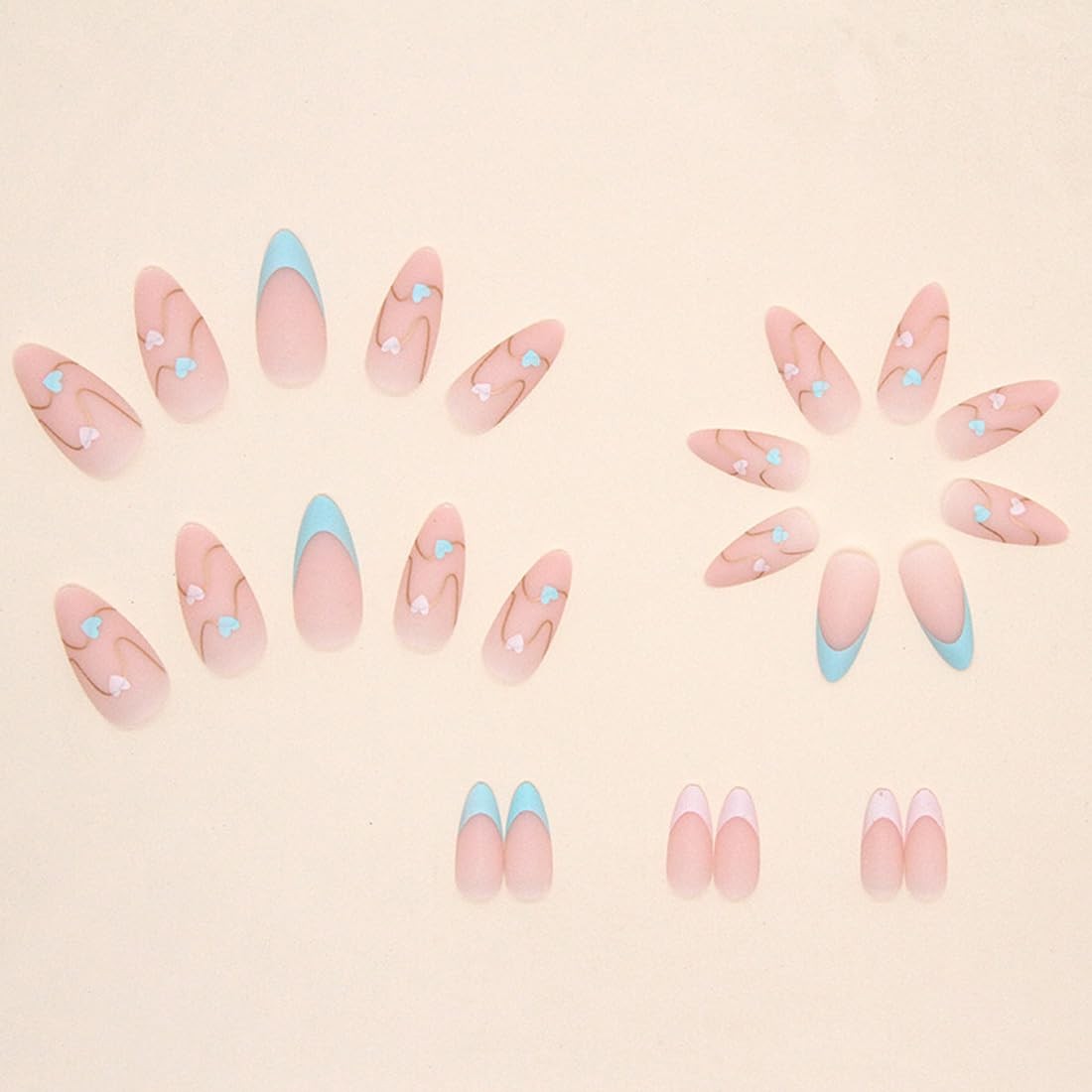Short Stiletto Press on Nails French Tip Medium Pink fake nails