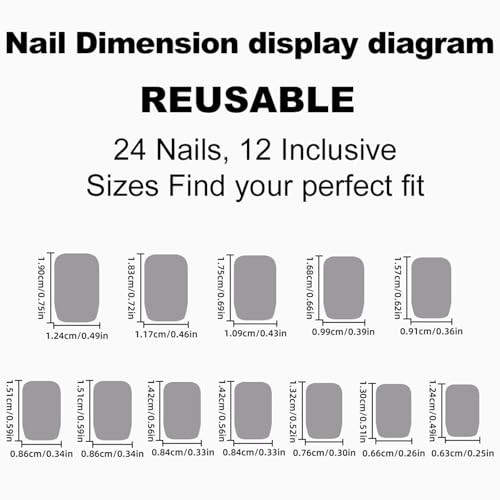 Square Press On Nails Fake Marbling with Short Blue Glitter D40