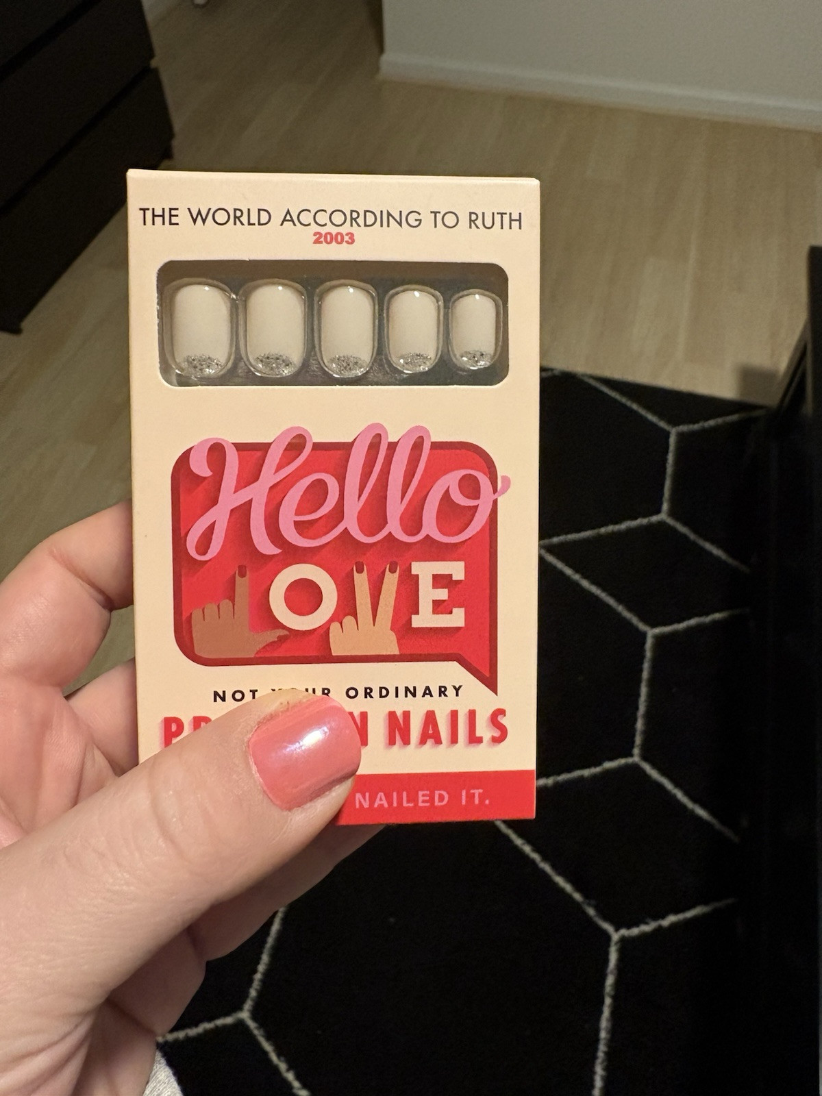 Hello Love Press On Nails Pale Pink Silver Glitter The World According To Ruth💍