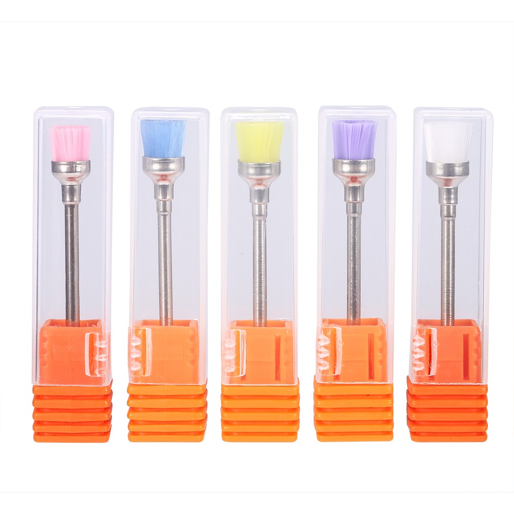 5pcs Nail Polish Grind Drill Clean Brush Head For Electric Nail Drill Machine