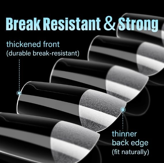Nail Tips, 240Pcs Half Matte Press on Full Cover Acrylic Nails, Short Square