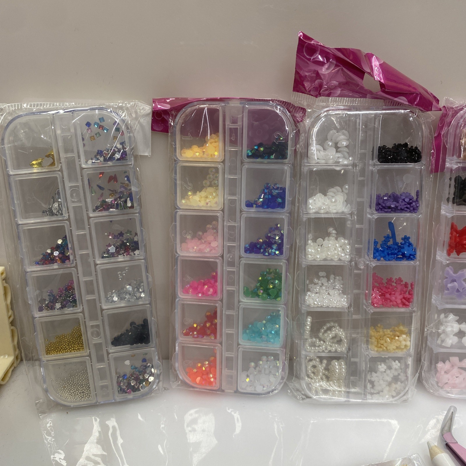 Nail Charms Gems Kit Rhinestones Pearls Bows Flowers 3D Nail Art Decoration Set