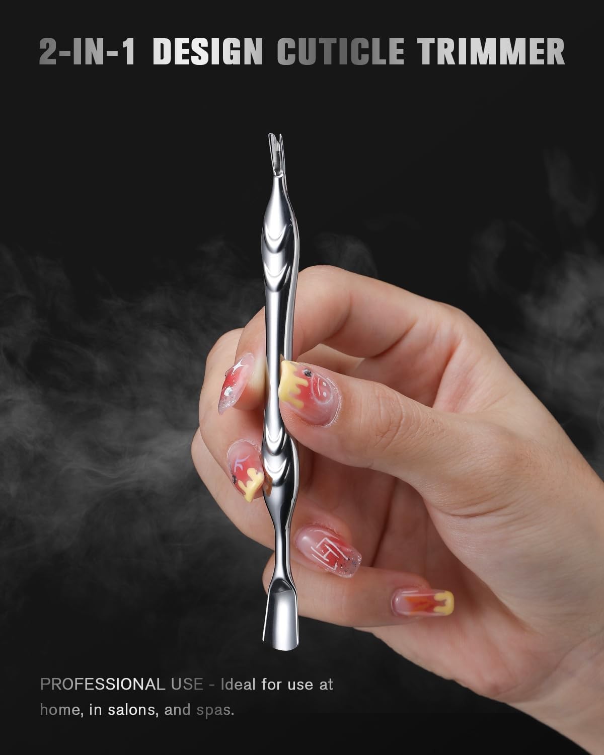 Cuticle Pusher with Fork, 2-in-1 Cuticle Trimmer Nail Care Tool,