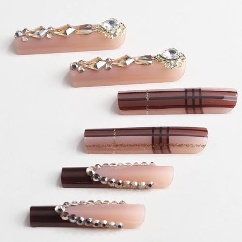 Long Press on Nails Square Xl Fake Nails French Tip Glue on Nail Geometric-29