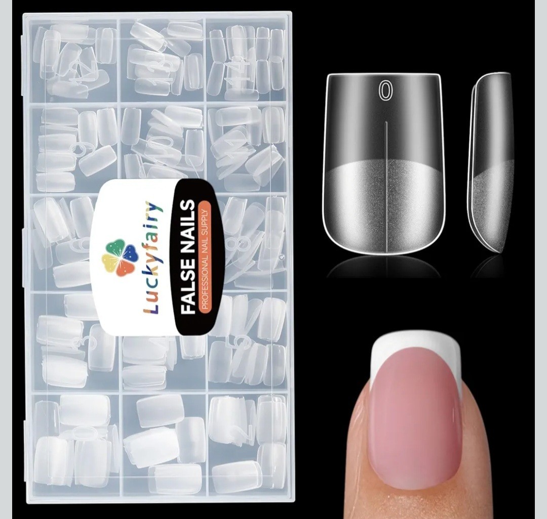 504pcs Luckyfairy Short Square Nail Tips Soft Gel Nails Tips 15 Different Sizes