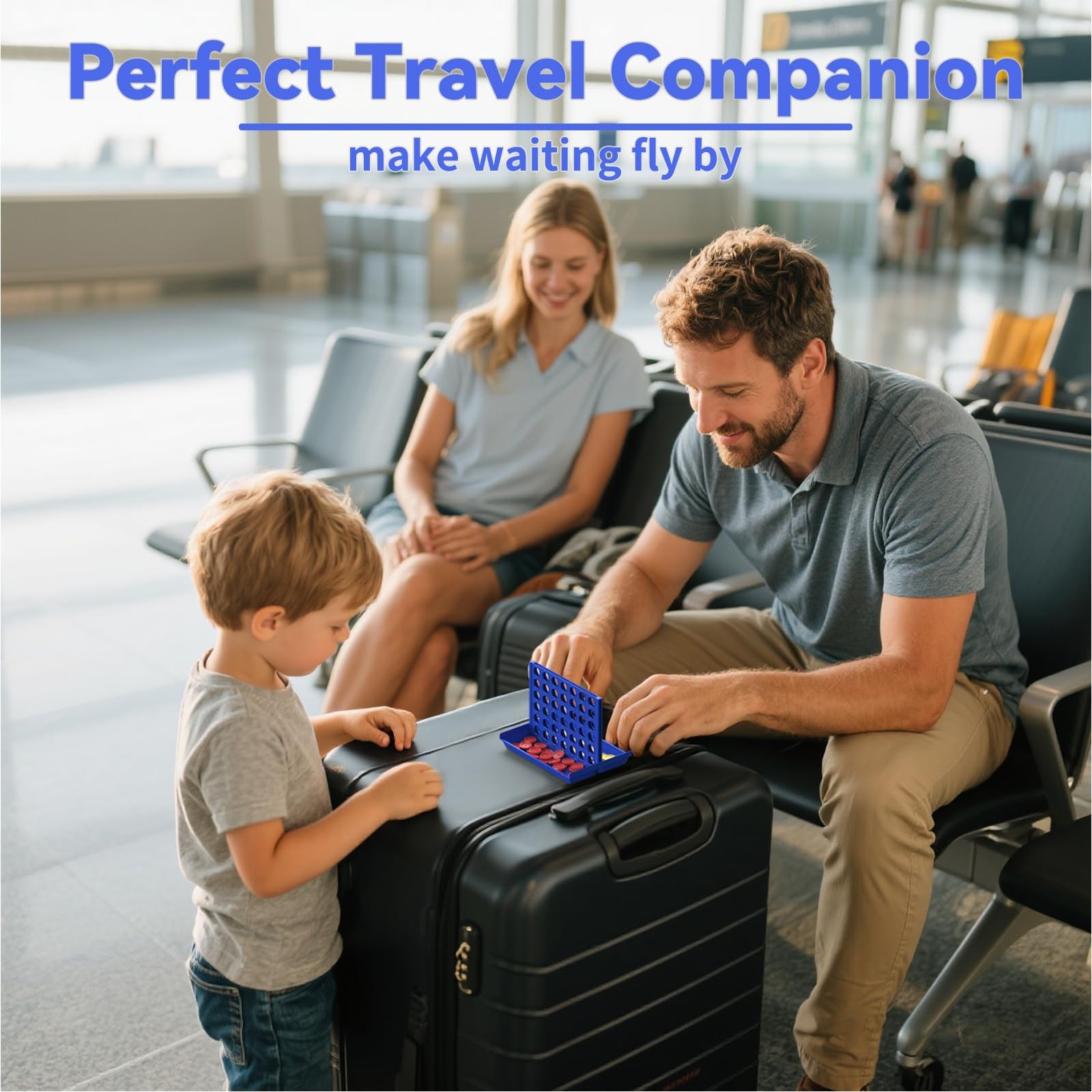 Pup Go Travel Size 4 in a Row Game for Kids Ages 3+, Compact, 1-pack(blue)