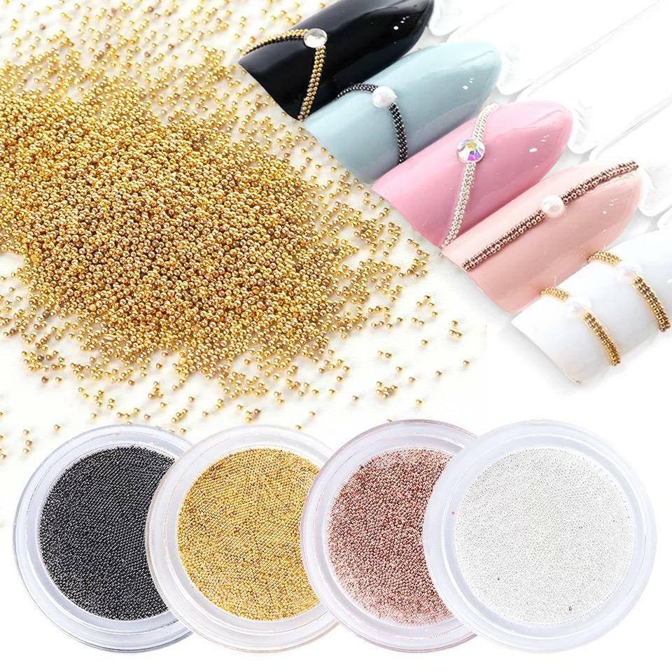 CAVIAR BEADS ROSE GOLD Crystal 3D Micro Ball Pixie Nail Art Decoration Glass UK