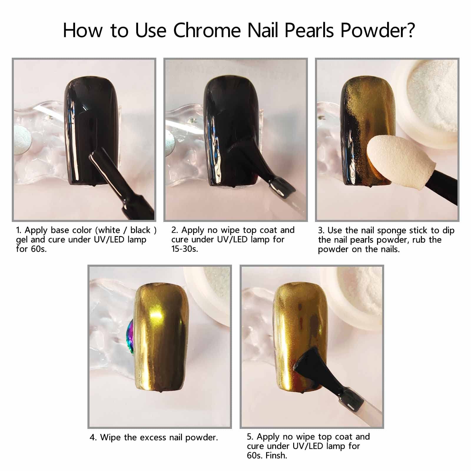 GZMAYUEN Gold Silver Chrome Nail Powder, Mirror Metallic Gel and