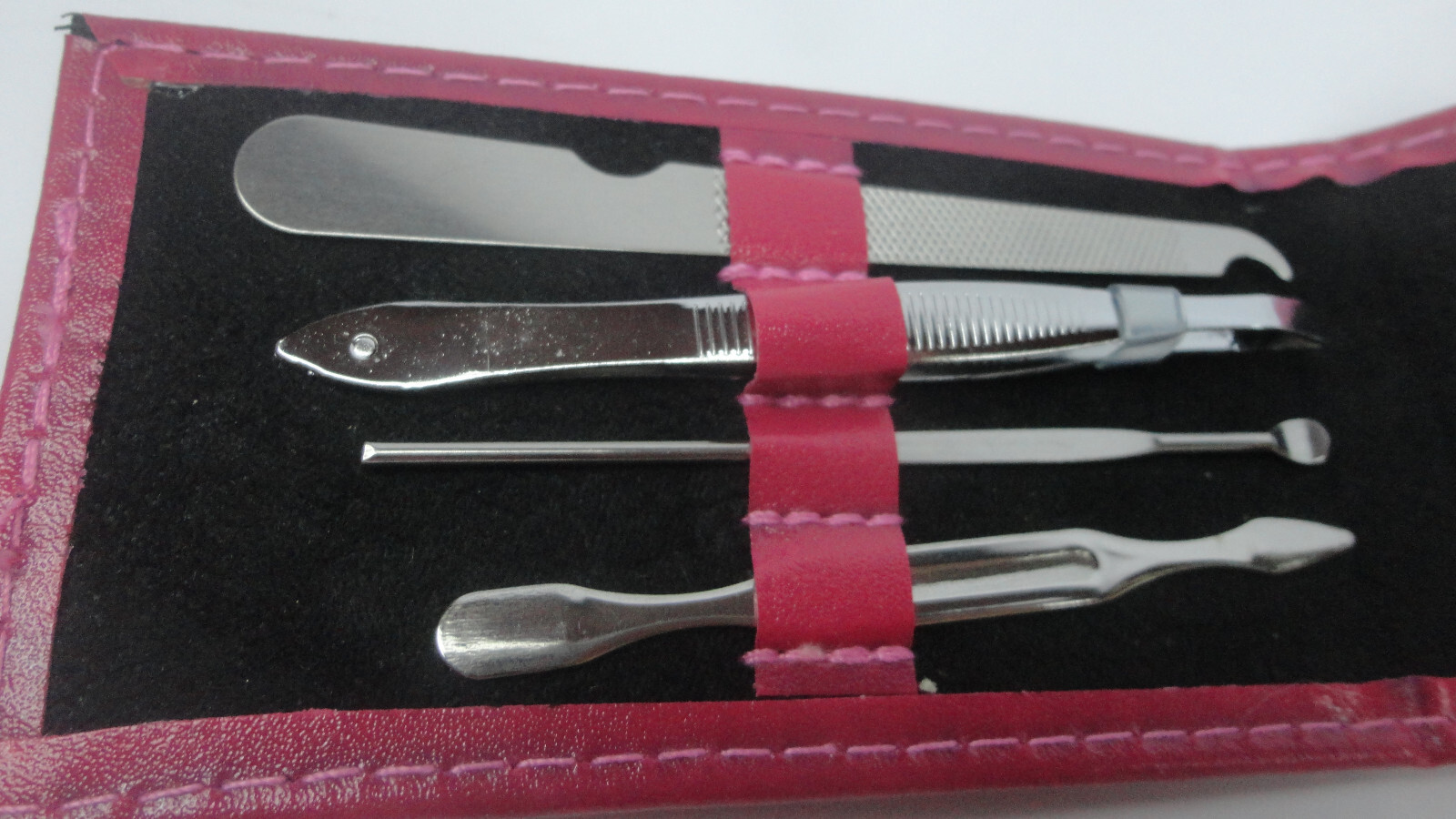 6 Pc Manicure Set w/pink faux leather travel carry pouch Macys ~Lot of 12 Sets~