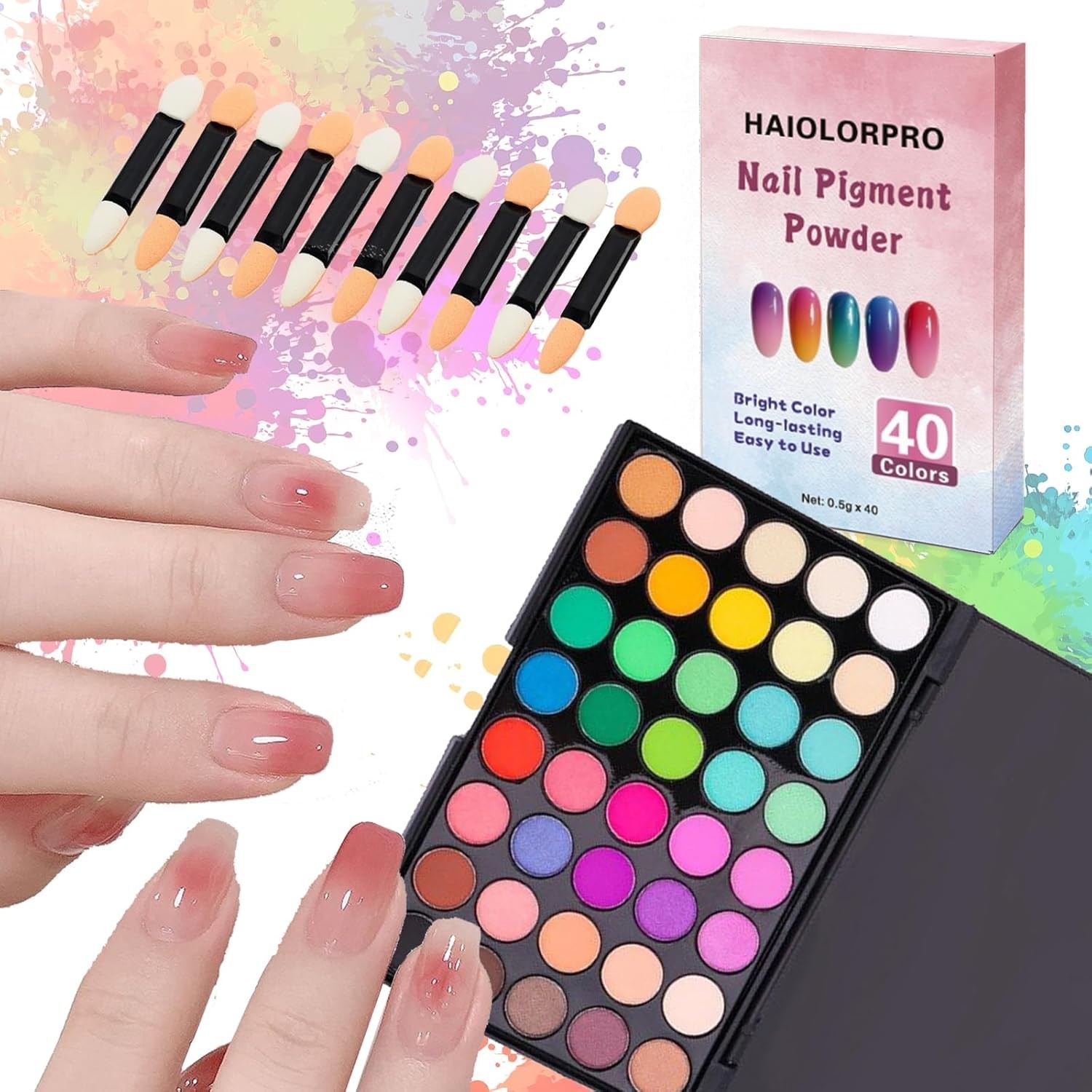 Nail Pigment Powder Set 40 Colors Art Palette DIY Manicure Multicolor New