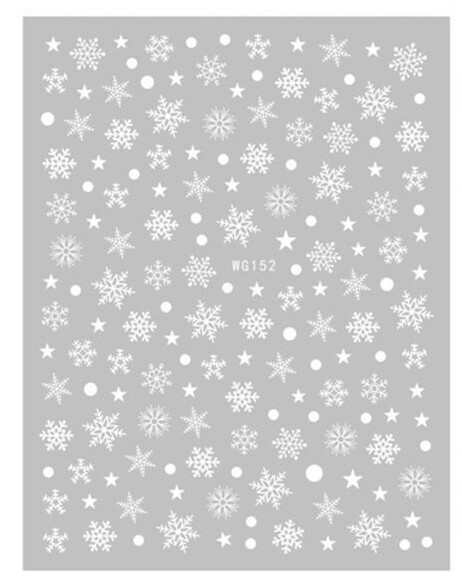 Nail Art 3D White Christmas Stickers Large Sheet 8x11cm Decals Xmas Transfer