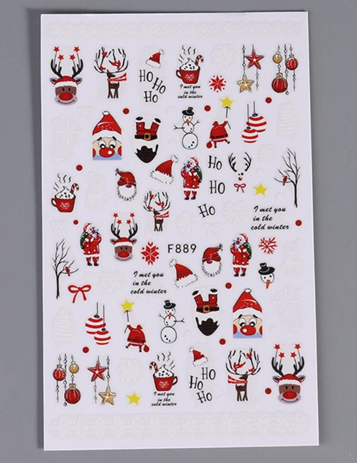 Nail Art Stickers Christmas Snowflakes Santa Claus Snow Reindeer Gnome DIY F889