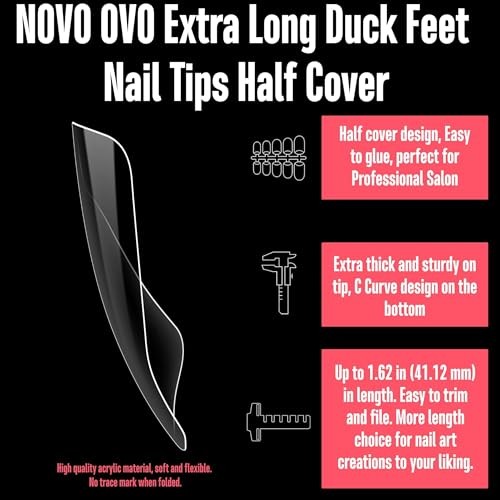 XXL Long Duck Feet Nail Tips Half Cover XXL half cover duck nail tips 308 pcs