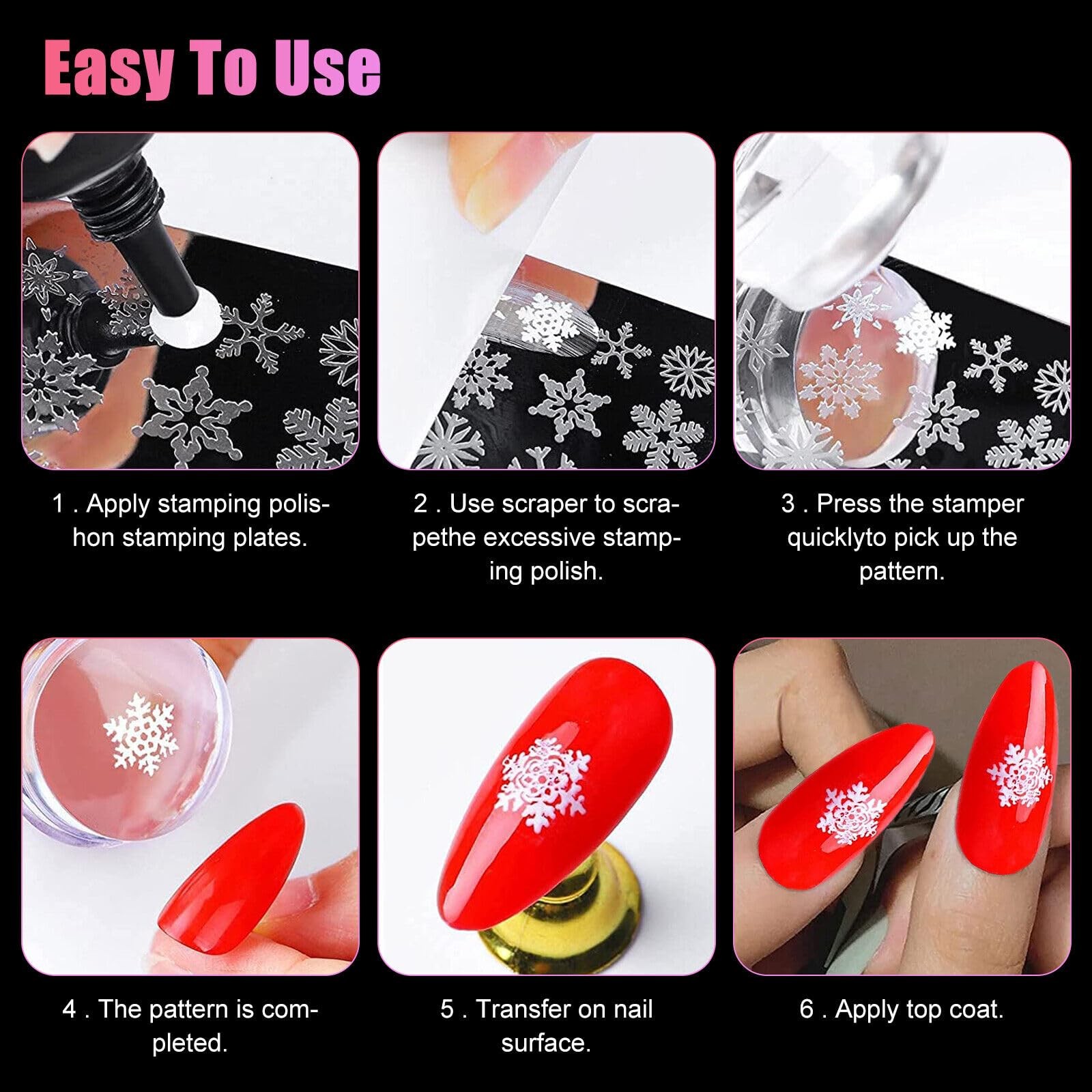 Sello para decoración de uñas, gel de silicona transparente con raspador.