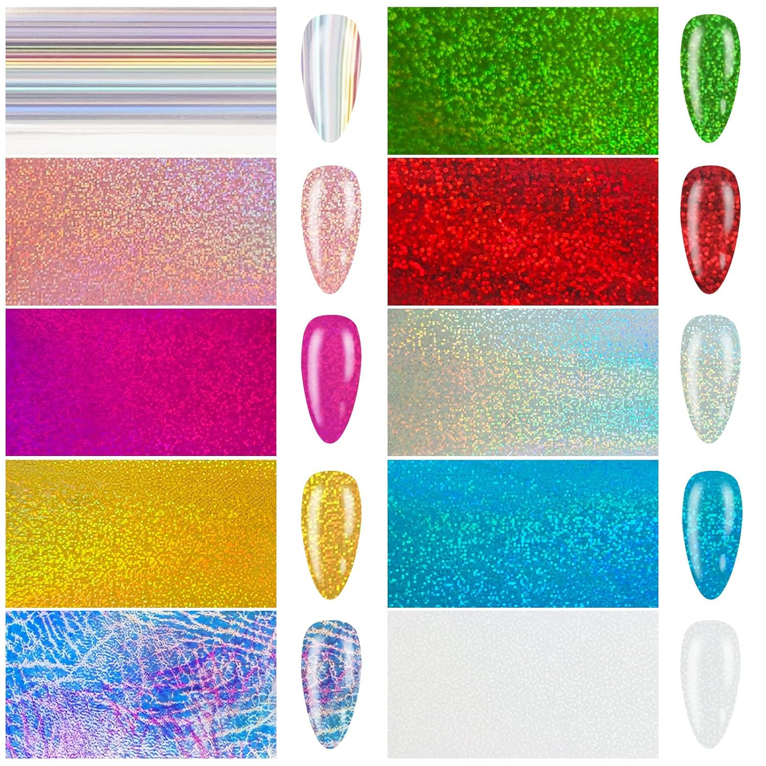Create Stunning Nail Designs – 30 Sheet Foil Set – Marble Flower Holographic Art