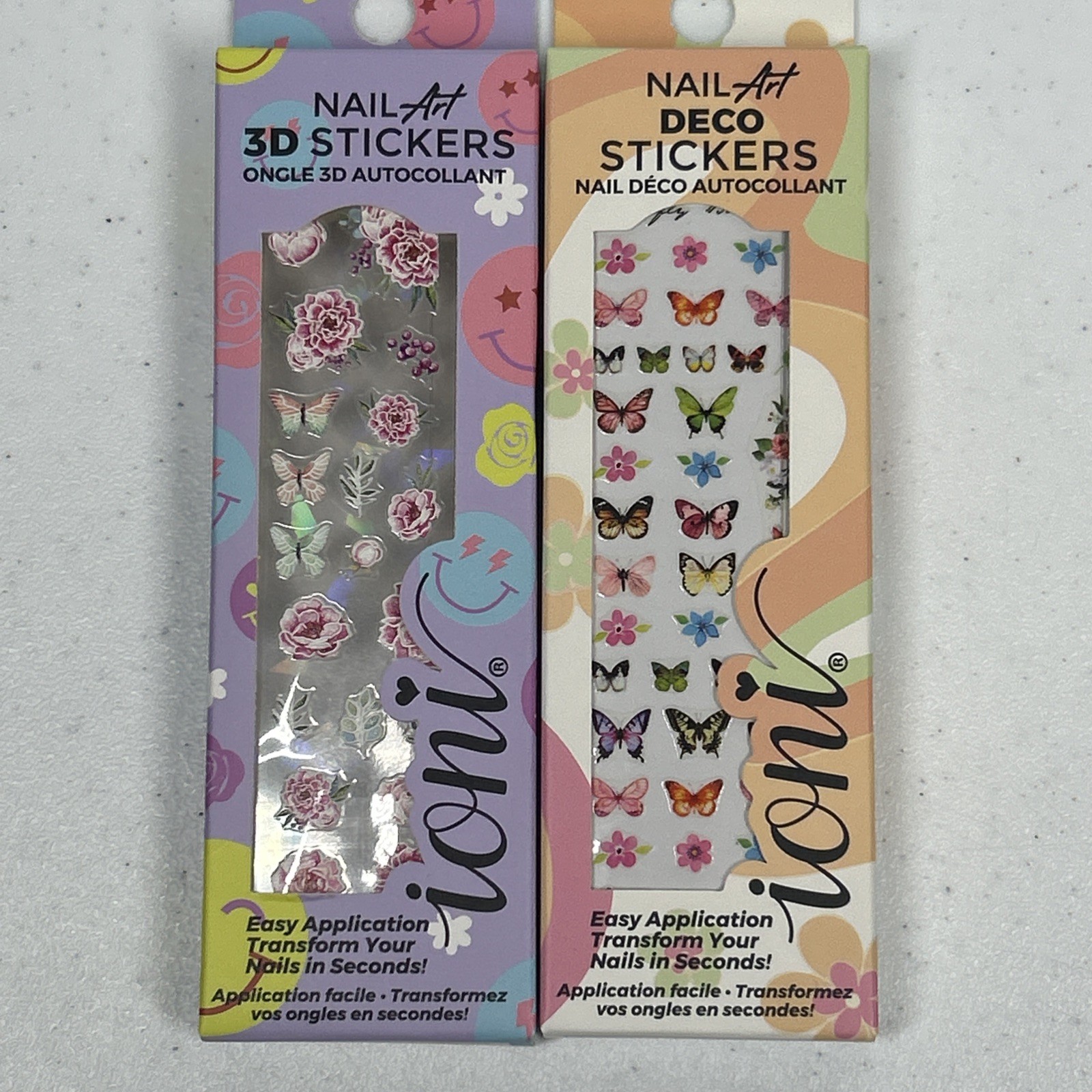 Ioni Press Nail Art Stickers Sequins Rhinestones Lot Of 5 Packs NIB Variety Pack