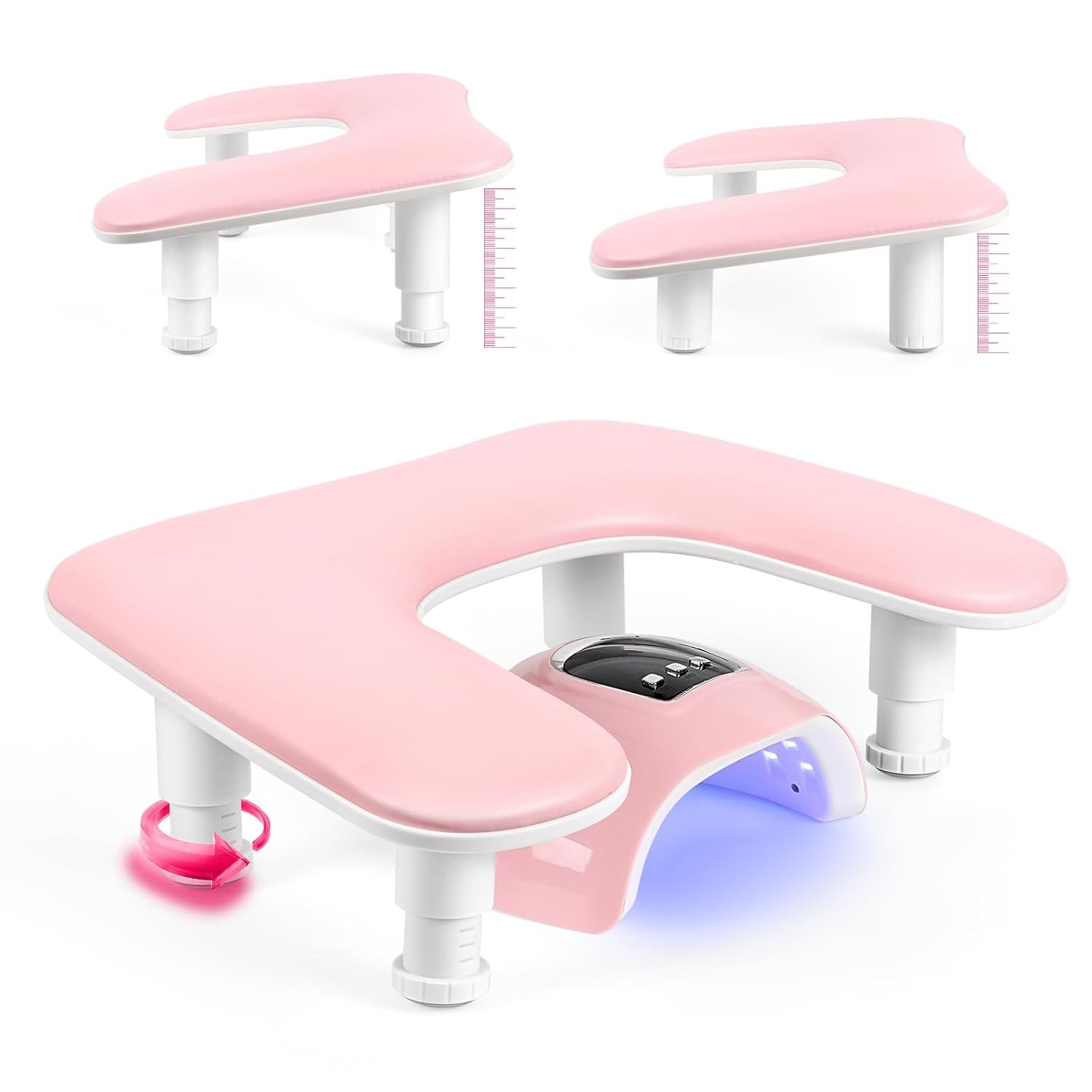 Arm Rest for Nails Tech: U-shaped Adjustable Nail Armrest – Pink PU Leather Hand
