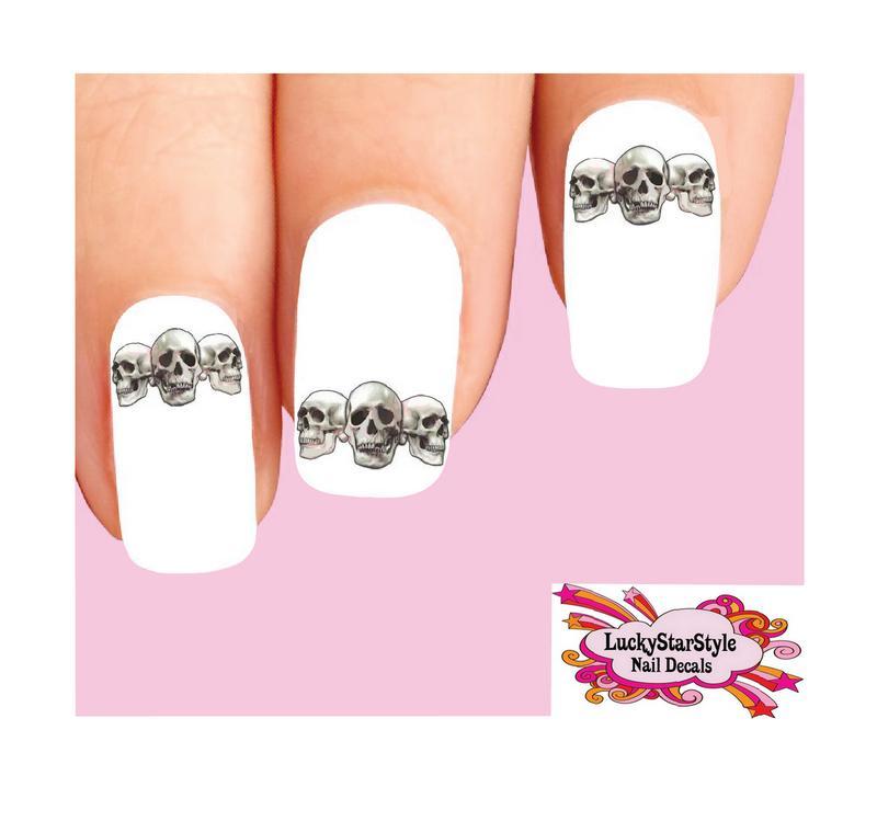 Waterslide Skull Nail Decals Set of 20 – 3 Skulls