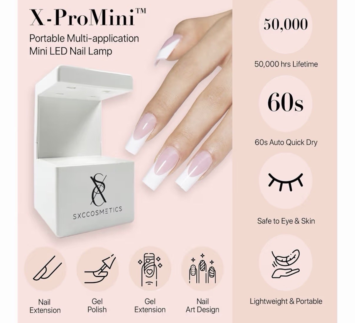 Pink French Tip Press-On Nails Starter Kit – Medium Square X-Pro Tips